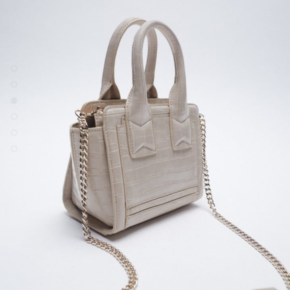 NWOT Zara Animal Print Mini City Bag Grey - Picture 3 of 13